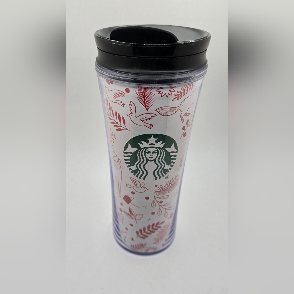 Starbucks Christmas Holiday Tumbler Cup 16 oz White Red Dove Fox Siren GUC Cute
